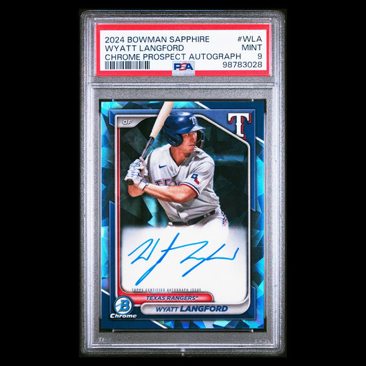 2024 Bowman Chrome Sapphire WYATT LANGFORD Blue Sapphire Refractor Auto RC PSA 9