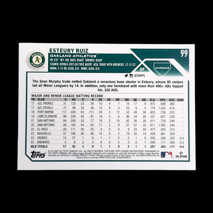 2023 Topps Chrome Flagship ESTEURY RUIZ MLB Oakland A's Base Rookie Card RC #99