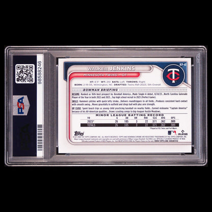 2024 Bowman Chrome Sapphire WALKER JENKINS 1st Bowman Refractor Rookie RC PSA 9