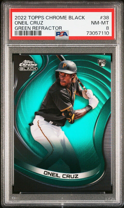 2022 Topps Chrome Black ONEIL CRUZ MLB Green Refractor Rookie RC /99 PSA 8