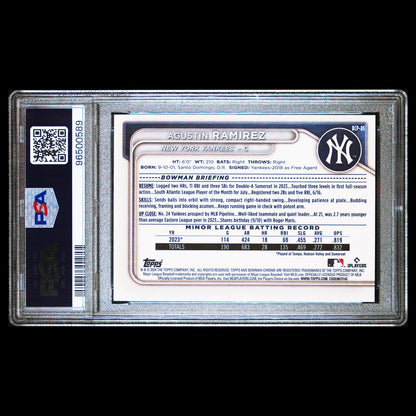 2024 Bowman Chrome AGUSTIN RAMIREZ 1st Bowman Chrome Rookie Card PSA 10 GEM