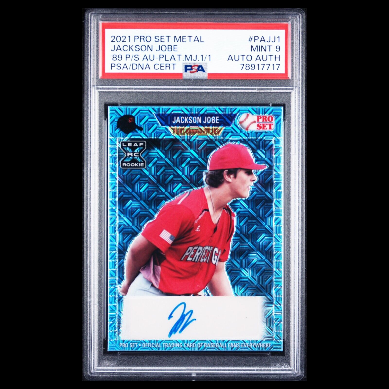 2021 Leaf Pro Set Metal JACKSON JOBE Platinum Mojo Rookie Auto 1/1 PSA 9 MINT