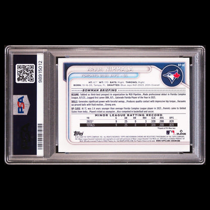 2024 Bowman Chrome ARJUN NIMMALA 1st True Bowman Mojo Refractor Rookie RC PSA 10