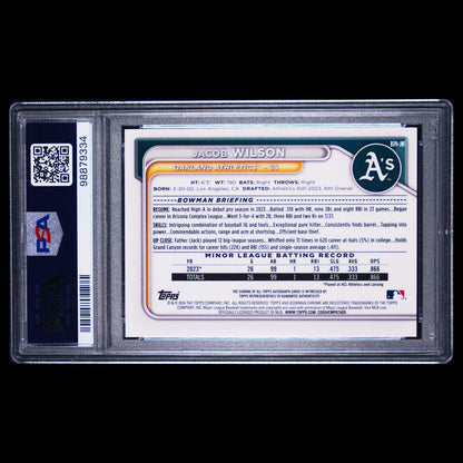 2024 Bowman Chrome Sapphire JACOB WILSON SSP Orange On-Card Auto /25 RC PSA 10