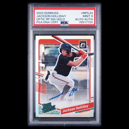 2023 Donruss Optic Holo JACKSON HOLLIDAY Rated Prospect Signatures Auto RC PSA 9