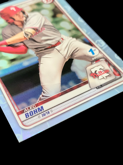 2020 Bowman 1st Edition ALEC BOHM MLB Sky Blue Holo Foil 1st True Rookie BFE-29