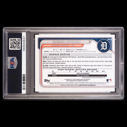2024 Bowman Chrome Sapphire CARSON RUCKER 1st SSP Red Refractor Auto 5/5 PSA 10