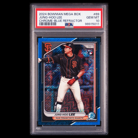 2024 Bowman Chrome JUNG-HOO LEE Giants SP Blue Mojo Refractor RC /150 PSA 10 GEM