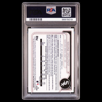 2024 Bowman Chrome GEORGE WOLKOW 1st Bowman Mojo Refractor RC PSA 10 GEM