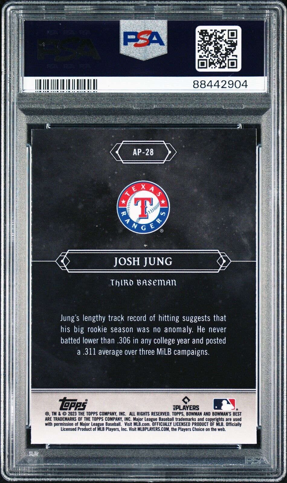 2023 Bowman's Best JOSH JUNG Astral Projections Diamond Refractor RC PSA 10 GEM!