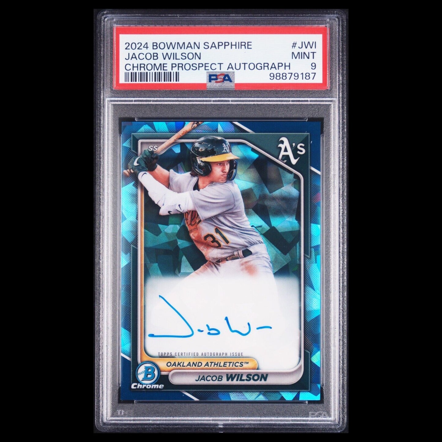 2024 Bowman Chrome Sapphire JACOB WILSON Blue Sapphire Refractor Auto RC PSA 9