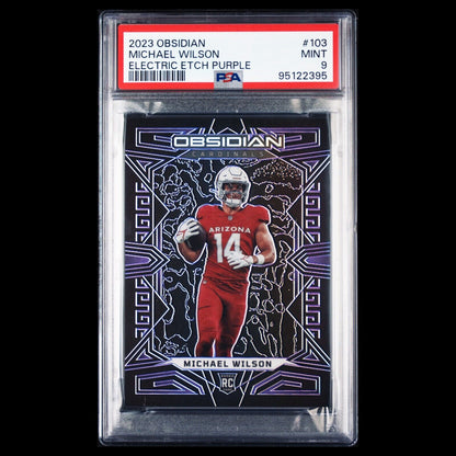 2023 Panini Obsidian MICHAEL WILSON SP Electric Etch Purple RC /75 PSA 9 MINT