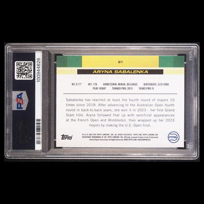 2024 Topps Chrome Sapphire Tennis ARYNA SABALENKA Blue Refractor  PSA 9 MINT