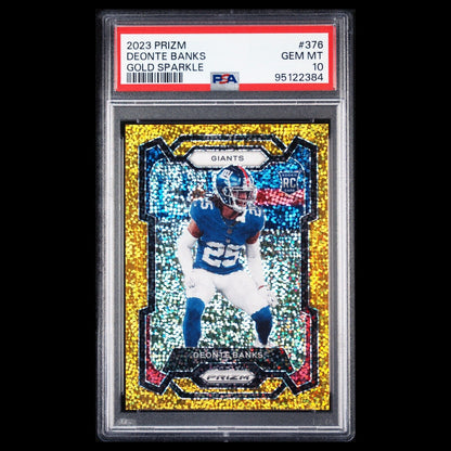 2023 Panini Prizm DEONTE BANKS SSP Gold Sparkle Pack PRIZM RC /24 PSA 10 GEM