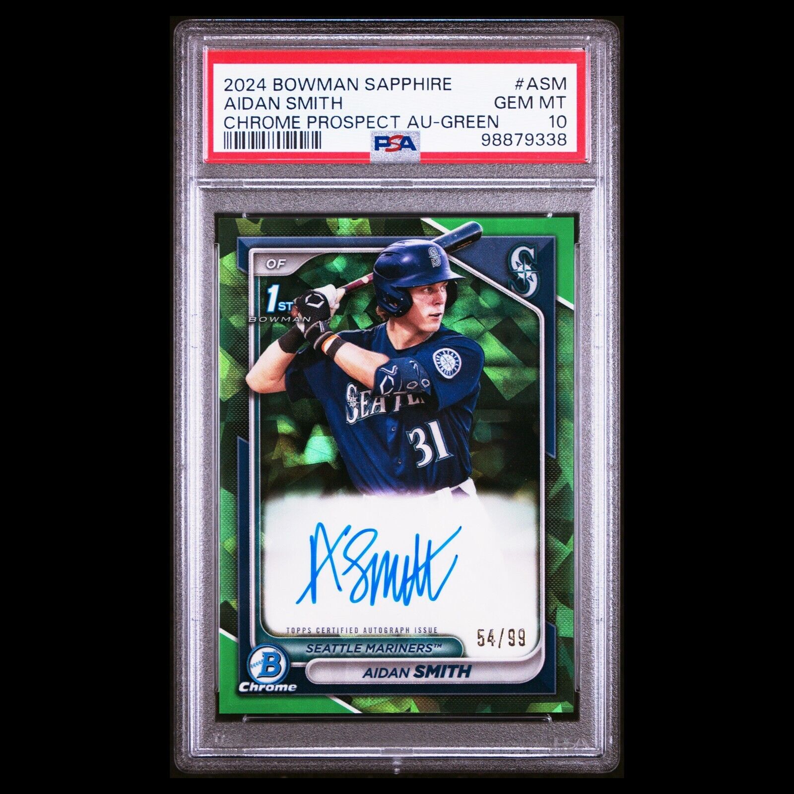 2024 Bowman Chrome Sapphire AIDAN SMITH 1st Green Refractor RC Auto /99 PSA 10