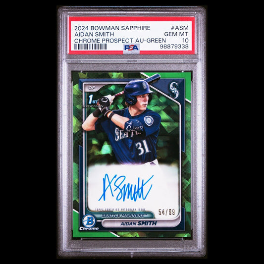 2024 Bowman Chrome Sapphire AIDAN SMITH 1st Green Refractor RC Auto /99 PSA 10