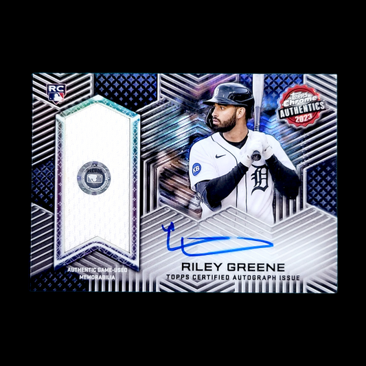 2023 Topps Chrome Authentics RILEY GREENE SP On-Card Rookie Relic Auto RC /99