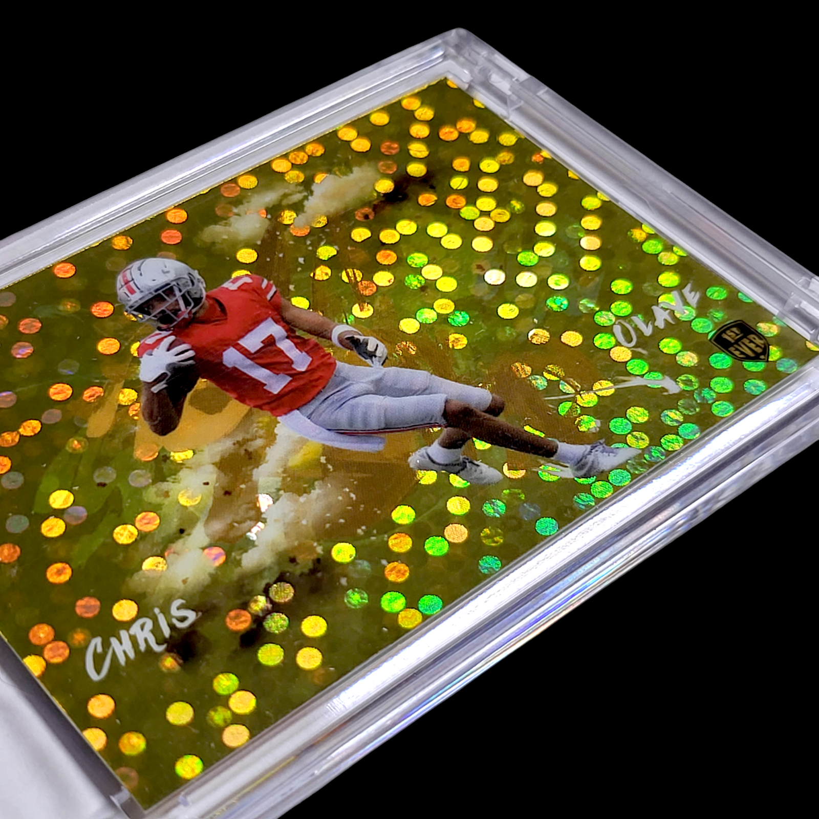 2021 Super Glow CHRIS OLAVE NFL 1st Ever Turn Engine Gold Refractor RC 1/1