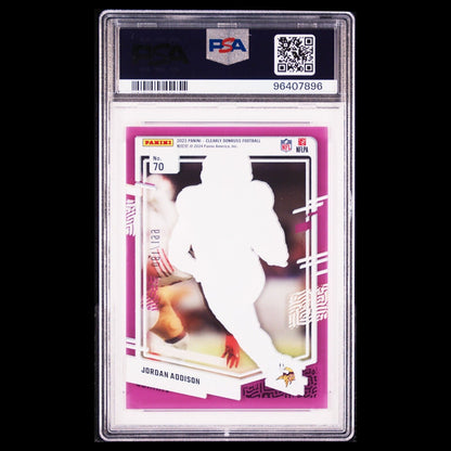 2023 Clearly Donruss JORDAN ADDISON SP Purple Match Rated Rookie RC /199 PSA 9