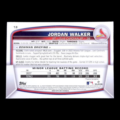 2023 Bowman Chrome Sapphire JORDAN WALKER Blue Refractor Rookie Card RC #18