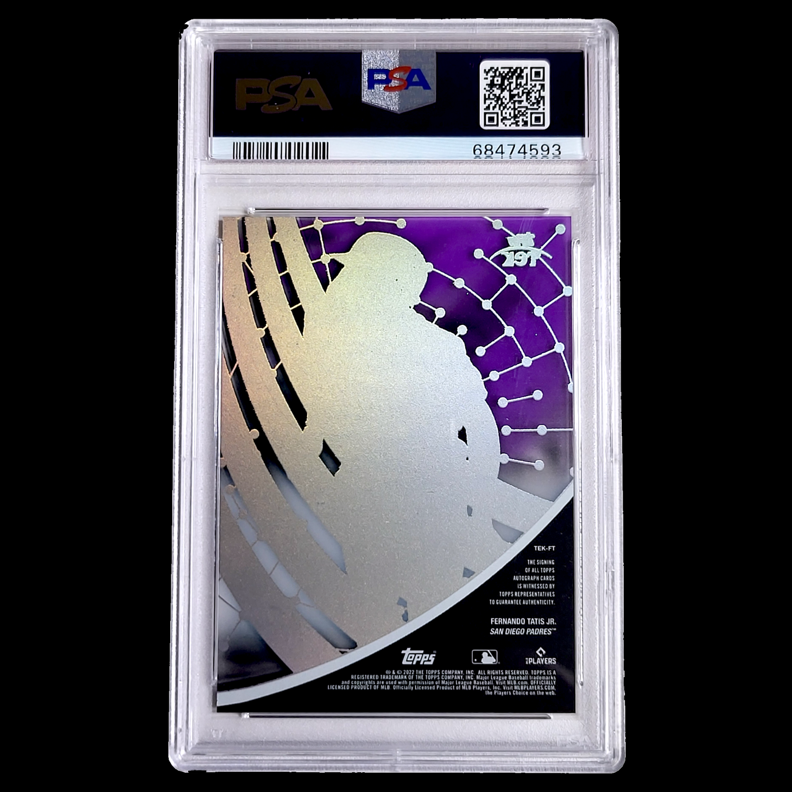 2022 Topps Clearly Authentic Tek FERNANDO TATIS JR Purple SSP Auto /10 PSA 10