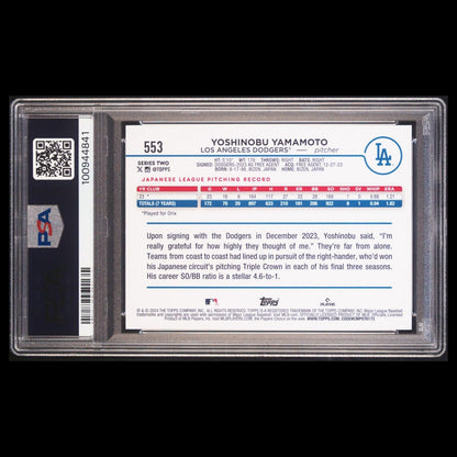 2024 Topps Series 1 YOSHINOBU YAMAMOTO SP Yellow Foil Rookie Card RC PSA 9 MINT