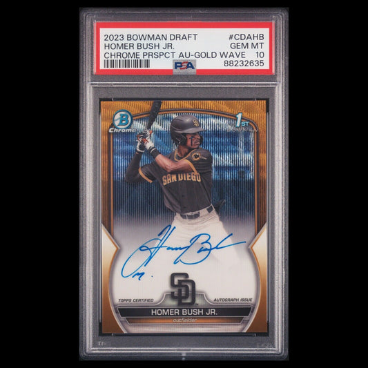2023 Bowman Draft 1st HOMER BUSH JR. SP Gold Wave Refractor Auto /50 PSA 10