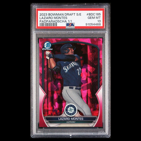 2023 Bowman Draft Sapphire LAZARO MONTES Pink Padparadscha 1/1 Rookie PSA 10 GEM