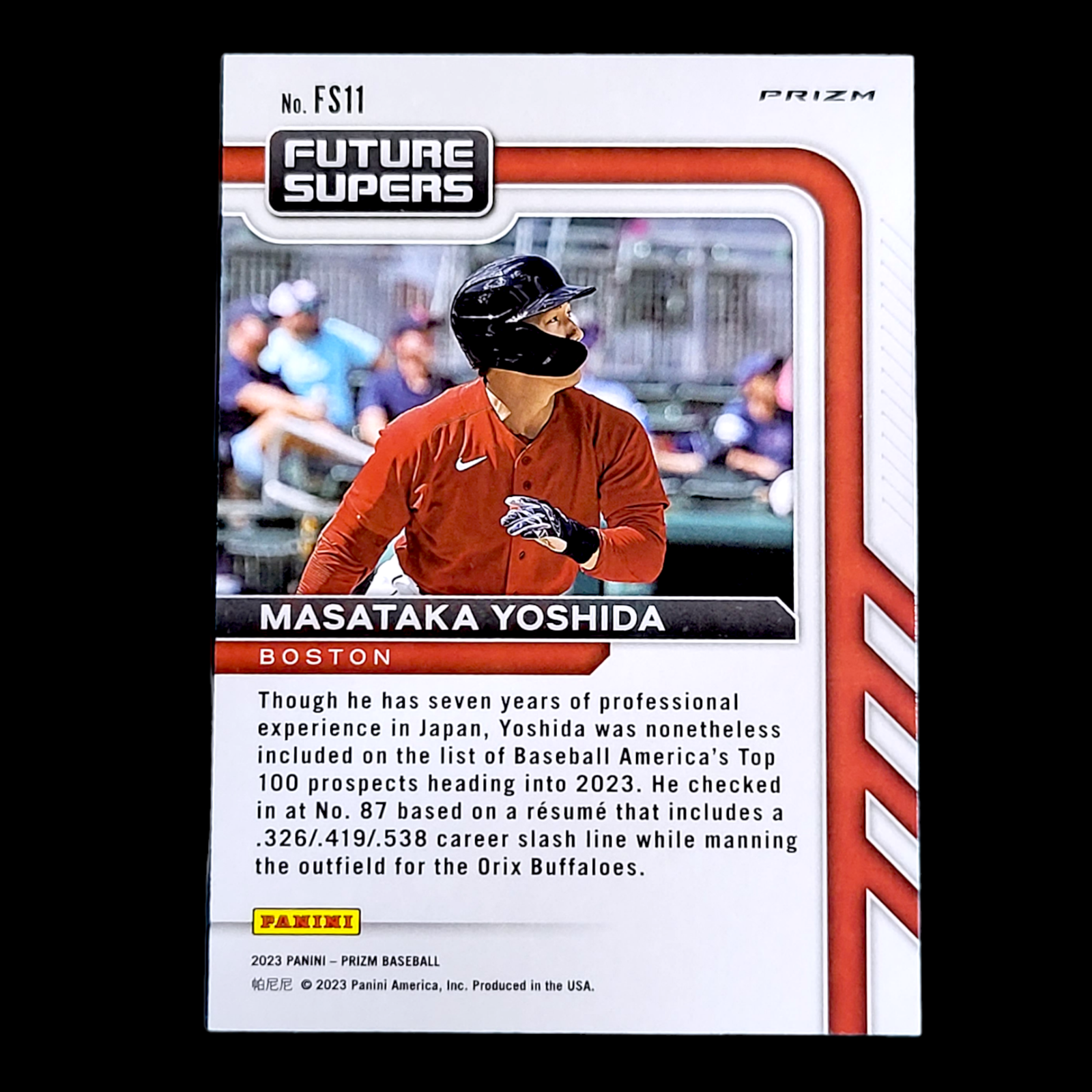 💥 2023 Panini Prizm MASATAKA YOSHIDA Future Supers Silver Holo RC Red Sox #FS11