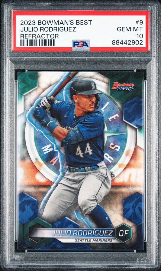 2023 Bowman's Best JULIO RODRIGUEZ Mariners Silver Refractor PSA 10 GEM MINT
