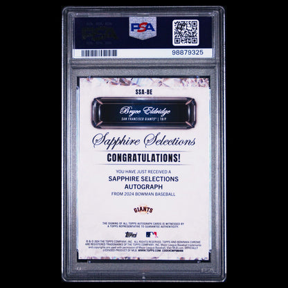 2024 Bowman Sapphire Selections BRYCE ELDRIDGE Orange Refractor Auto /25 PSA 9