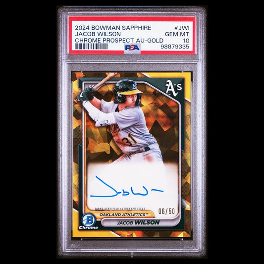 2024 Bowman Chrome Sapphire JACOB WILSON SP Gold Refractor Auto /50 RC PSA 10