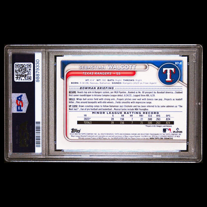2024 Bowman Chrome Sapphire SEBASTIAN WALCOTT Green Refractor SP RC /99 PSA 10