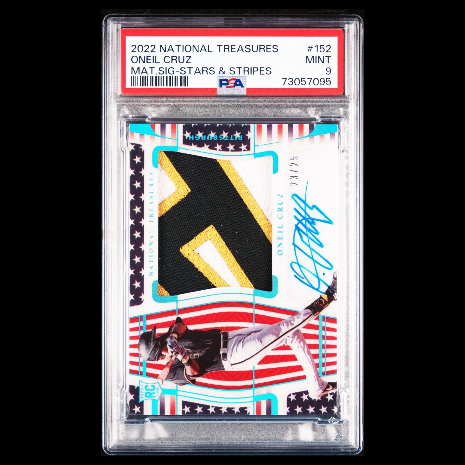 2022 National Treasures ONEIL CRUZ MLB Stars & Stripes RC Auto /25 PSA 9 MINT