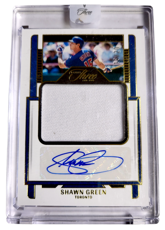 2023 Panini Three & Two SHAWN GREEN MLB Blue Jays Player Worn Jersey SP Auto /20