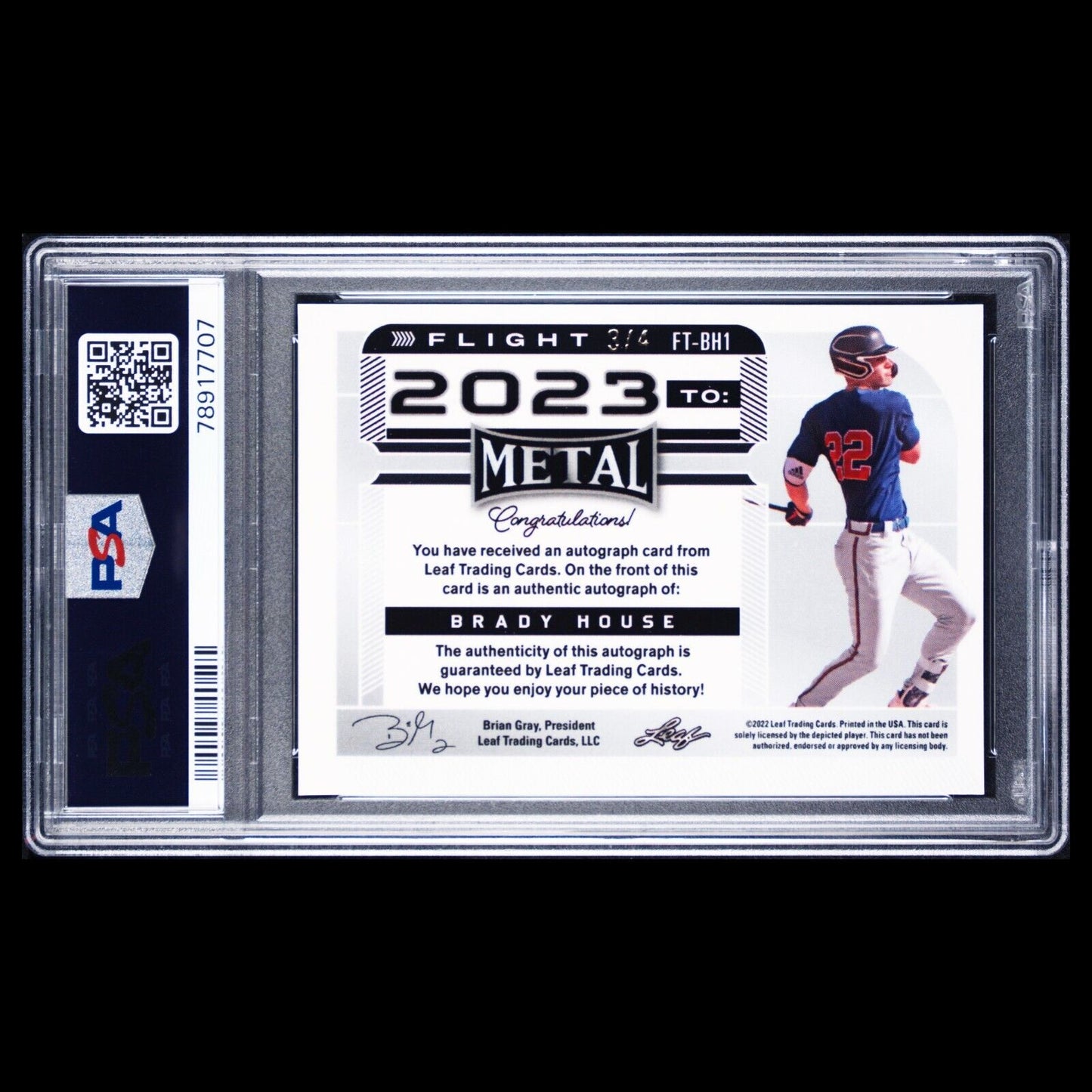 2022 Leaf Metal Flight to 2023 BRADY HOUSE SSP Green Wave Auto /4 PSA 10 POP 1