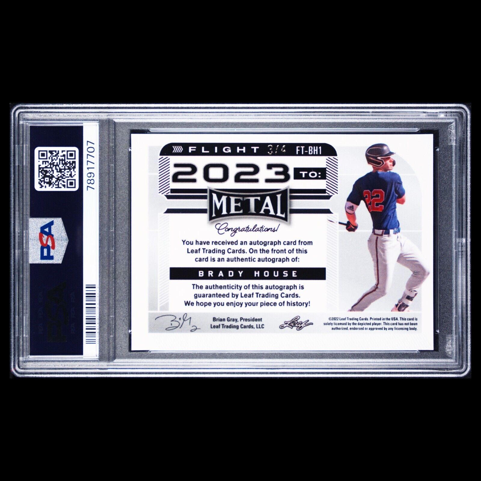 2022 Leaf Metal Flight to 2023 BRADY HOUSE SSP Green Wave Auto /4 PSA 10 POP 1