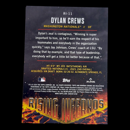 2024 Bowman Chrome DYLAN CREWS 1st Rising Infernos Refractor Rookie Card #RI11